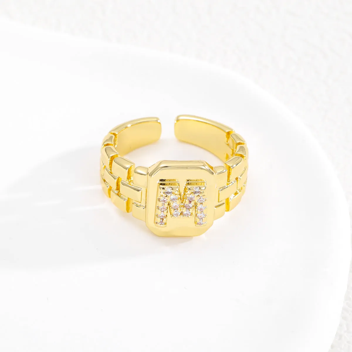 Pre Order:  Letter Series Strap Design Open Ring