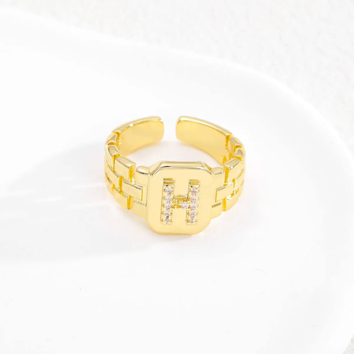 Pre Order:  Letter Series Strap Design Open Ring