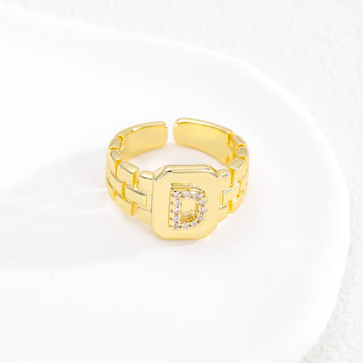 Pre Order:  Letter Series Strap Design Open Ring