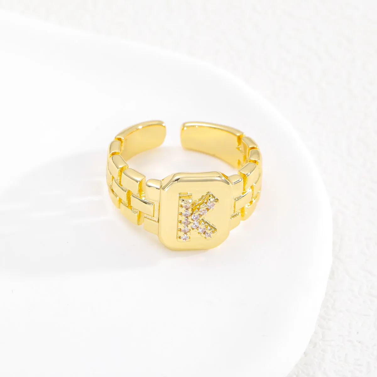 Pre Order:  Letter Series Strap Design Open Ring