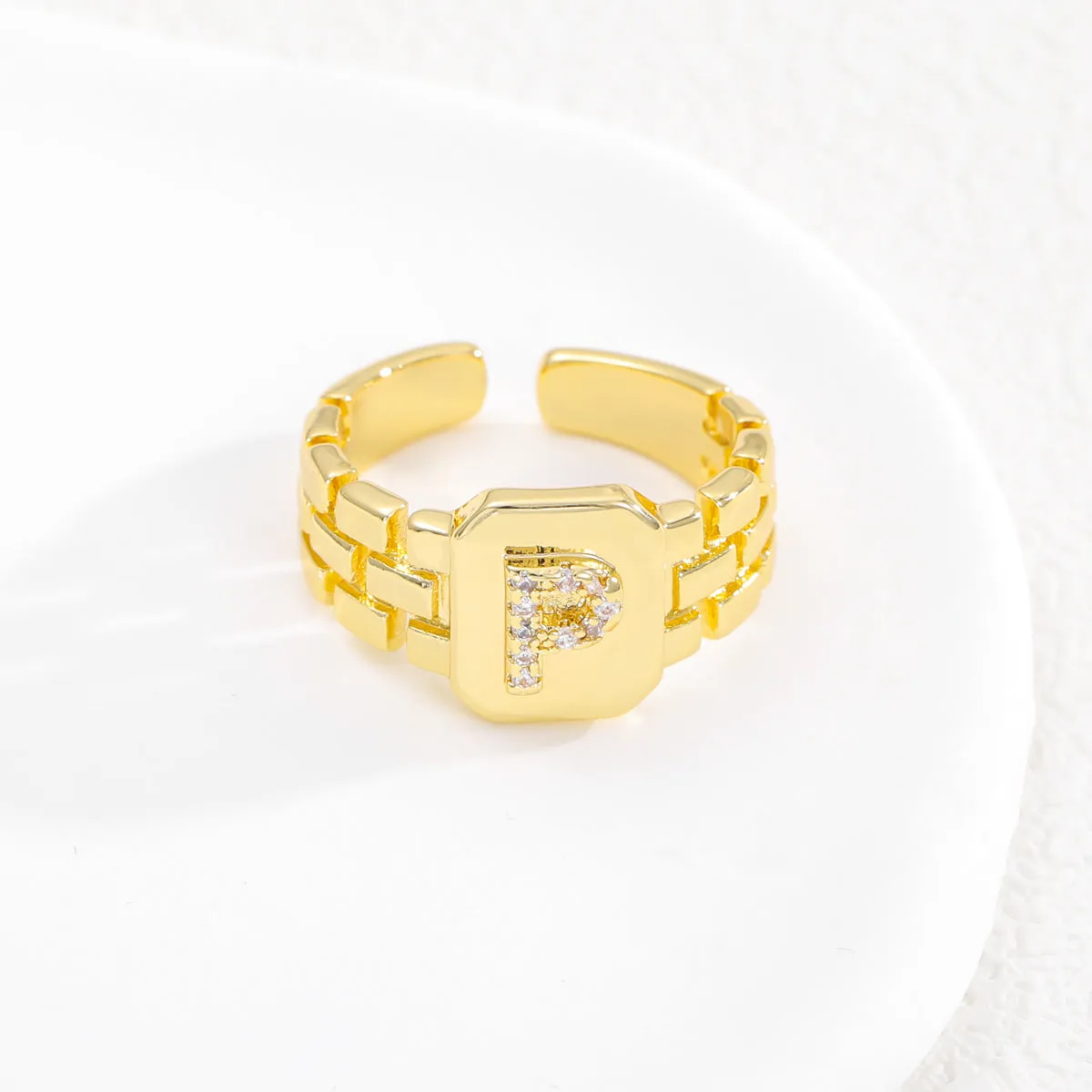 Pre Order:  Letter Series Strap Design Open Ring