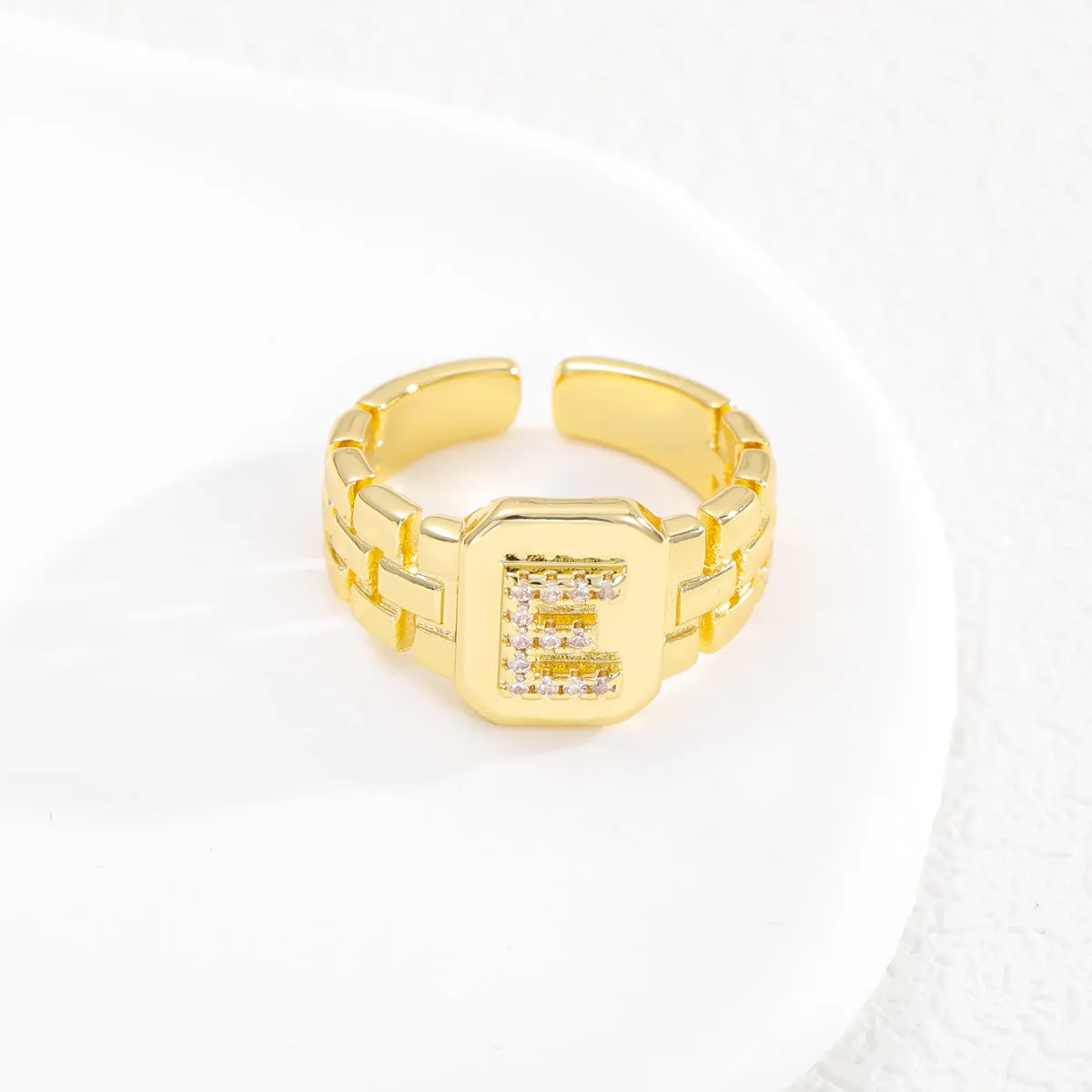 Pre Order:  Letter Series Strap Design Open Ring