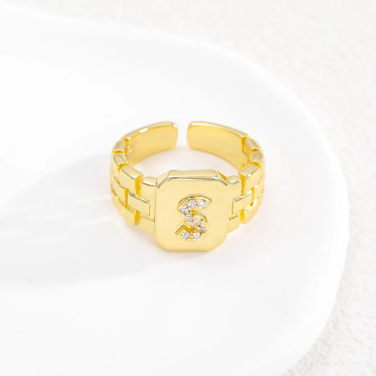 Pre Order:  Letter Series Strap Design Open Ring