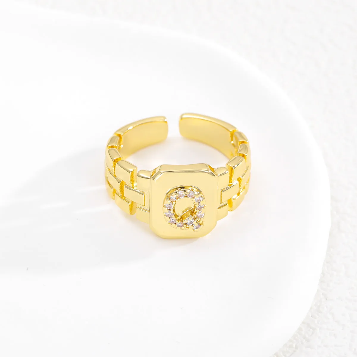 Pre Order:  Letter Series Strap Design Open Ring