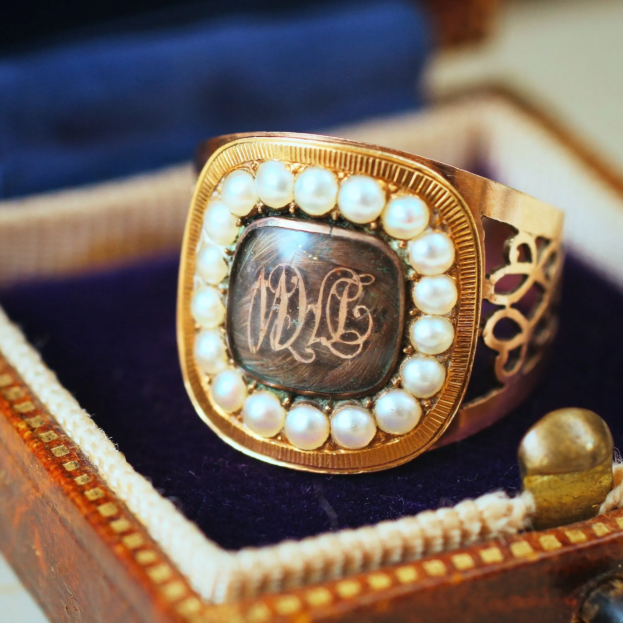 Pristine Perfection Georgian 'DHW' Pearl Ring