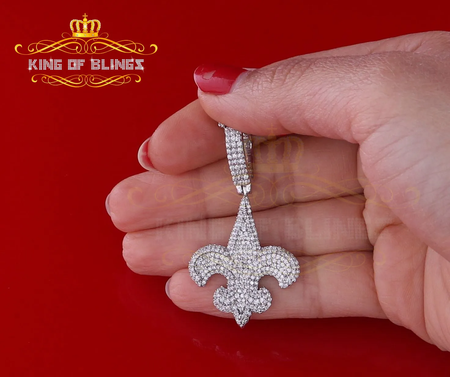 Promise Sterling Silver Fleur de Lis White Pendant with 7.04ct Cubic Zirconia