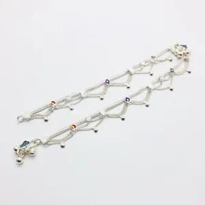 Pushker Badri Sarraf Pure Silver Anklet/Payal -Jhalar- (Set of 2)