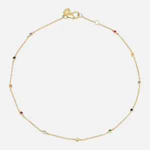 Rainbow Bezel Set Anklet