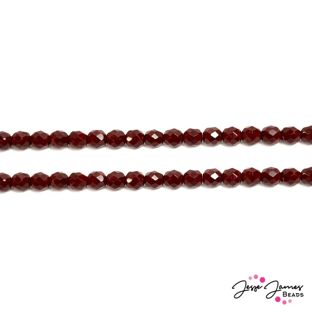 Red Garnet Opaque 8mm Fire Polish Czech Beads