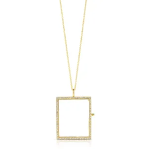 Rose Gold Reversible Diamond Rectangle Locket