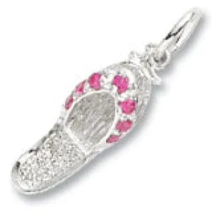 Ruby Red Sandal Charm In 14K White Gold