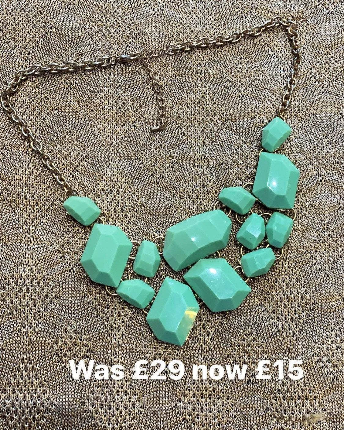 SALE Turquoise blue acrylic necklace