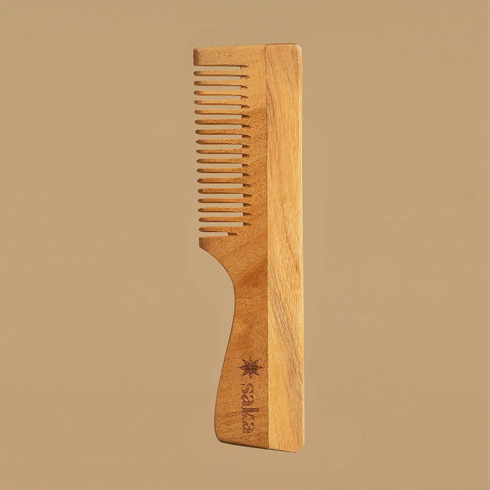 Scalp Kneads | Handmade Bamboo Neem Wood Comb with Handle (1 pc)