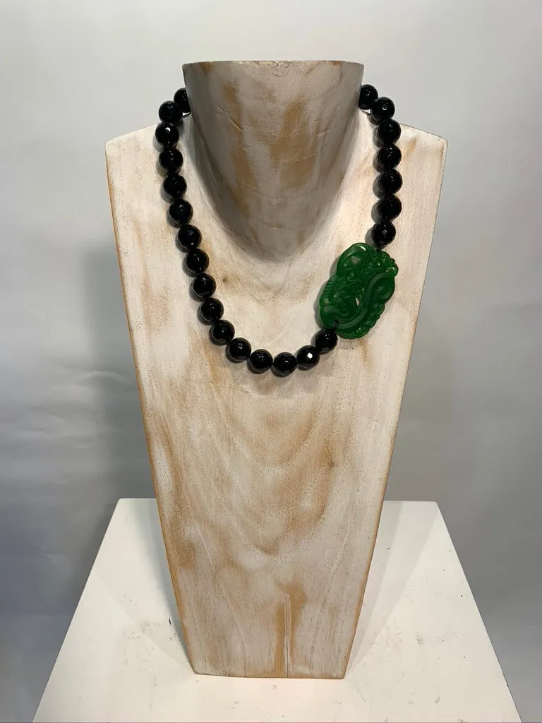 Semi Precious Onyx One of a Kind Necklace Made in California.