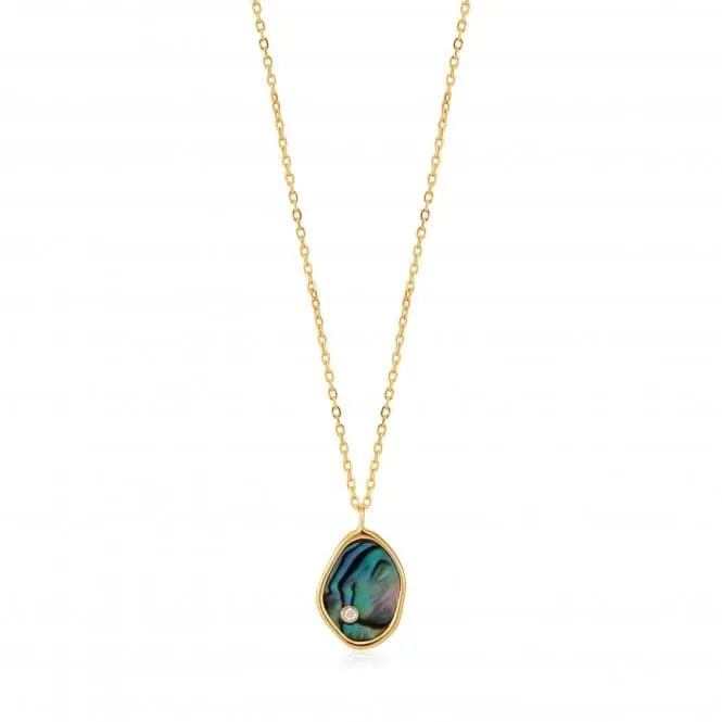 Shiny Gold Tidal Abalone Necklace N027-01G