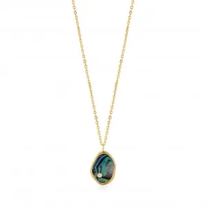 Shiny Gold Tidal Abalone Necklace N027-01G