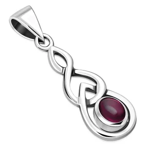 Silver celtic Pendant set w/ Garnet