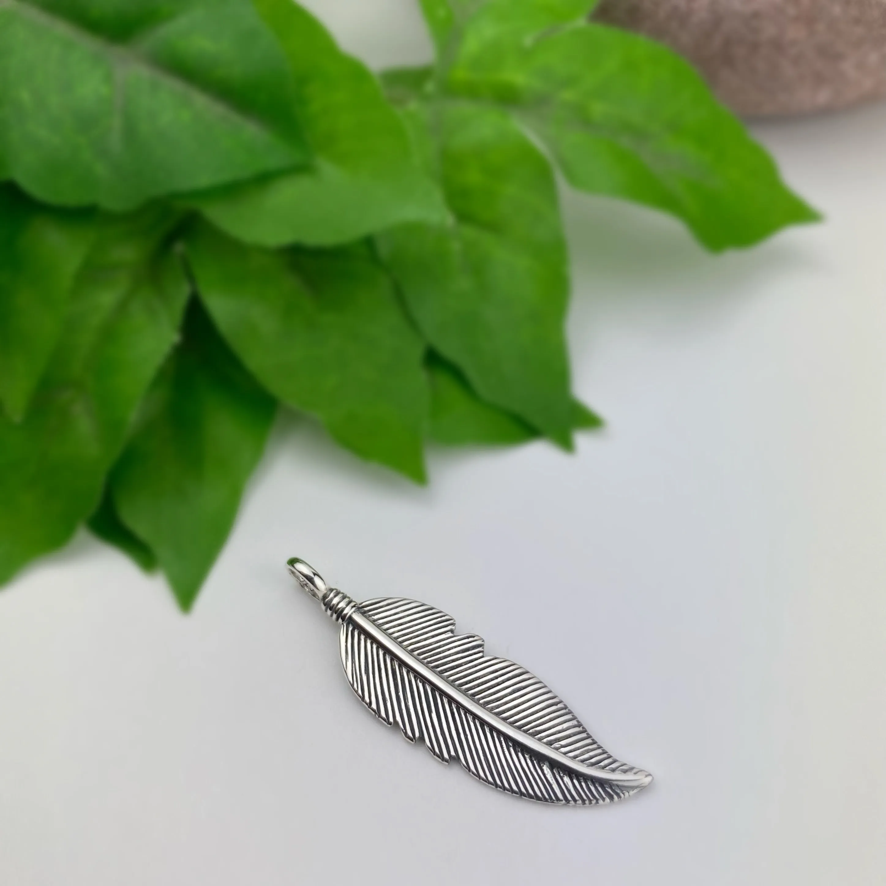 Silver Feather Pendant - VP173