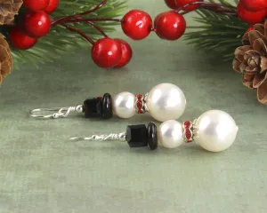 Snowman Christmas Pearl Earrings