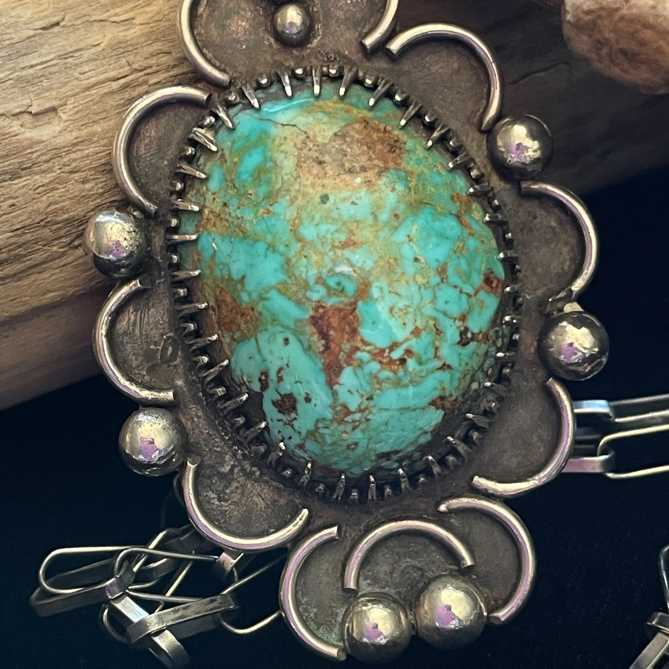 SOLD Old Pawn Silver/Nevada Turquoise Native American Pendant Necklace