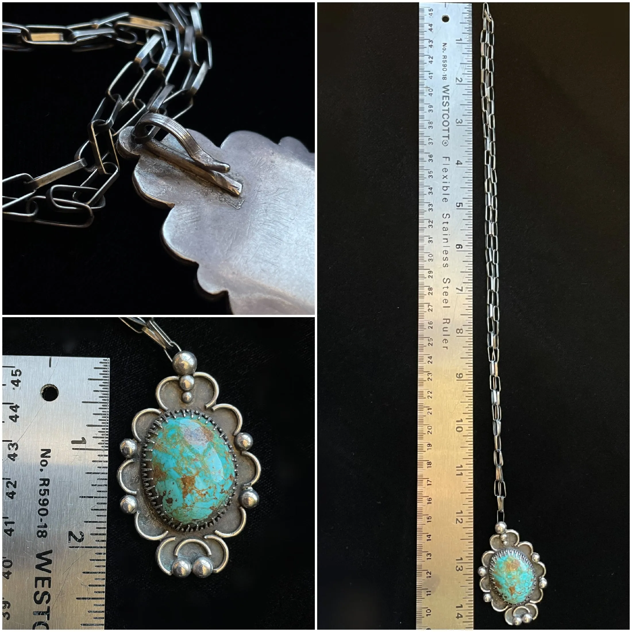 SOLD Old Pawn Silver/Nevada Turquoise Native American Pendant Necklace