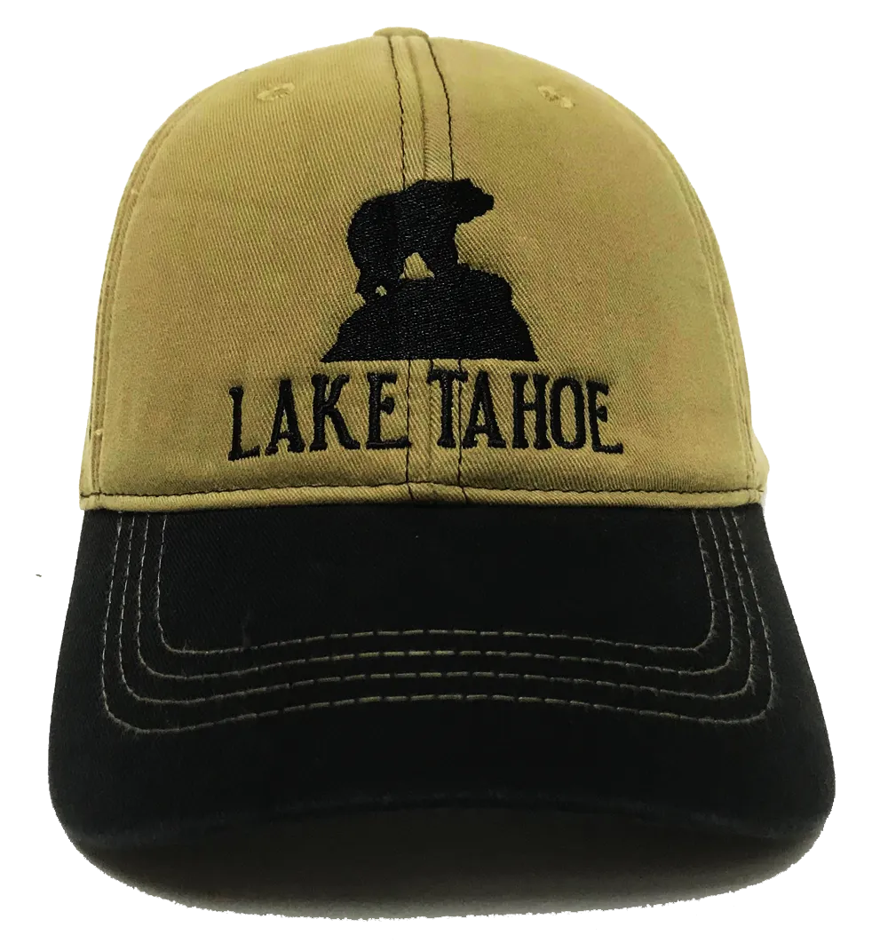 Souvenir Ball Cap Bear Rock 2-Tone All Fabric Padded Crown, Lake Tahoe, Assorted