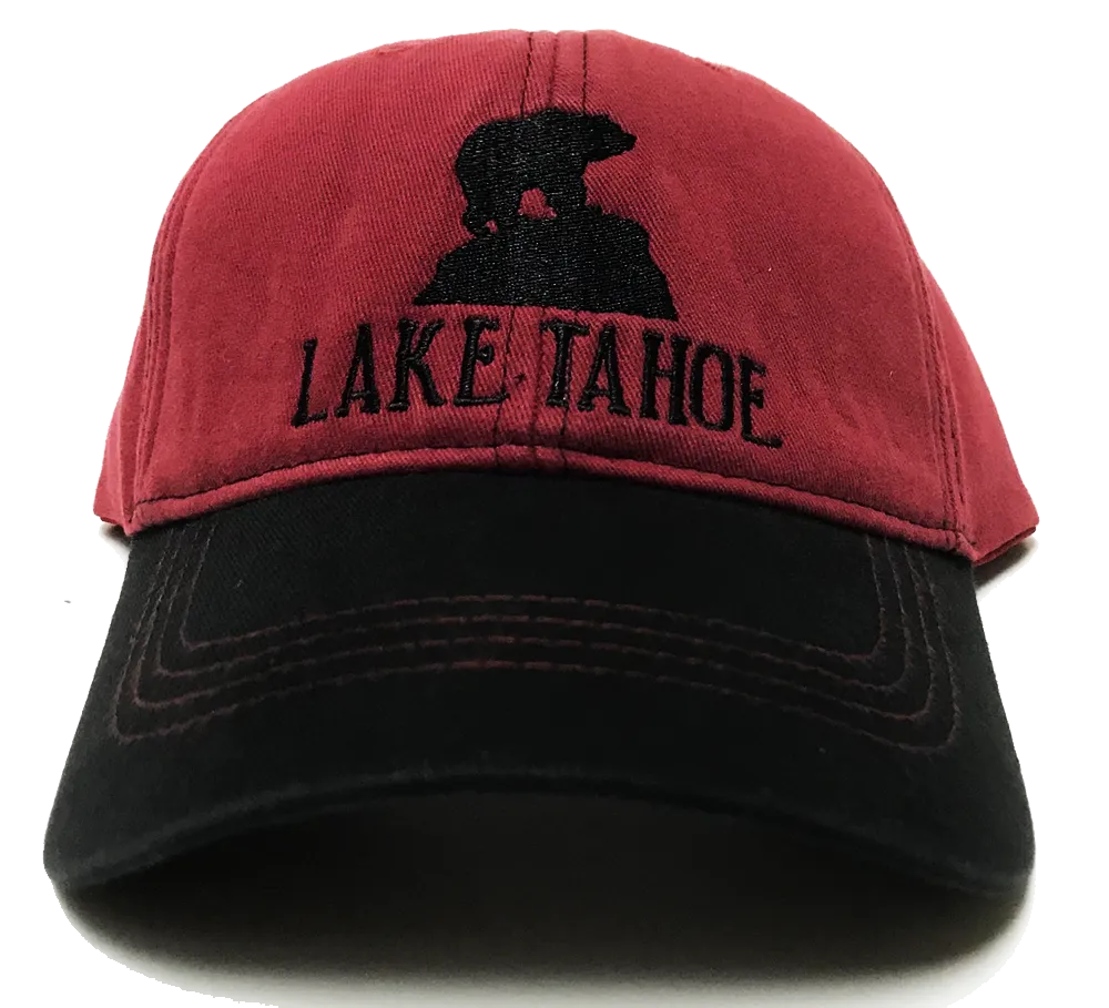 Souvenir Ball Cap Bear Rock 2-Tone All Fabric Padded Crown, Lake Tahoe, Assorted