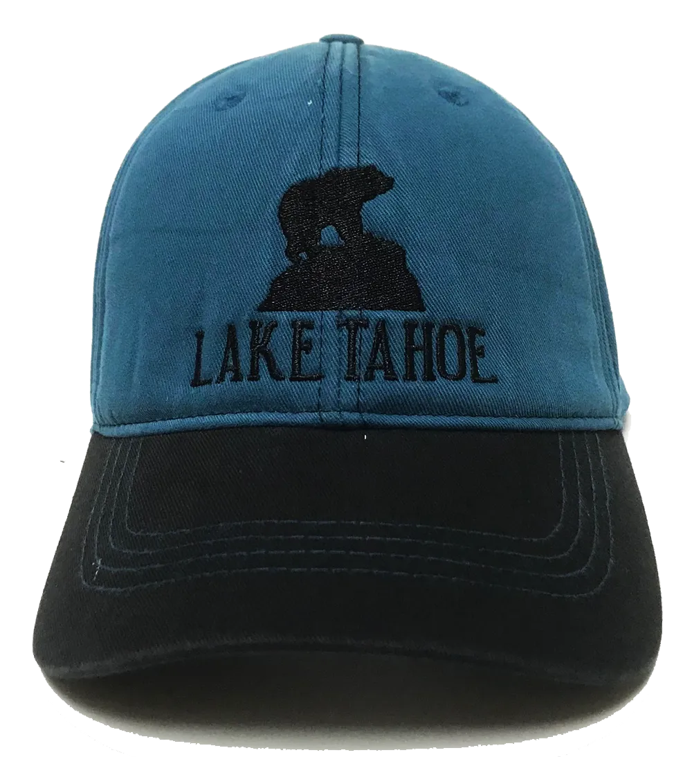 Souvenir Ball Cap Bear Rock 2-Tone All Fabric Padded Crown, Lake Tahoe, Assorted