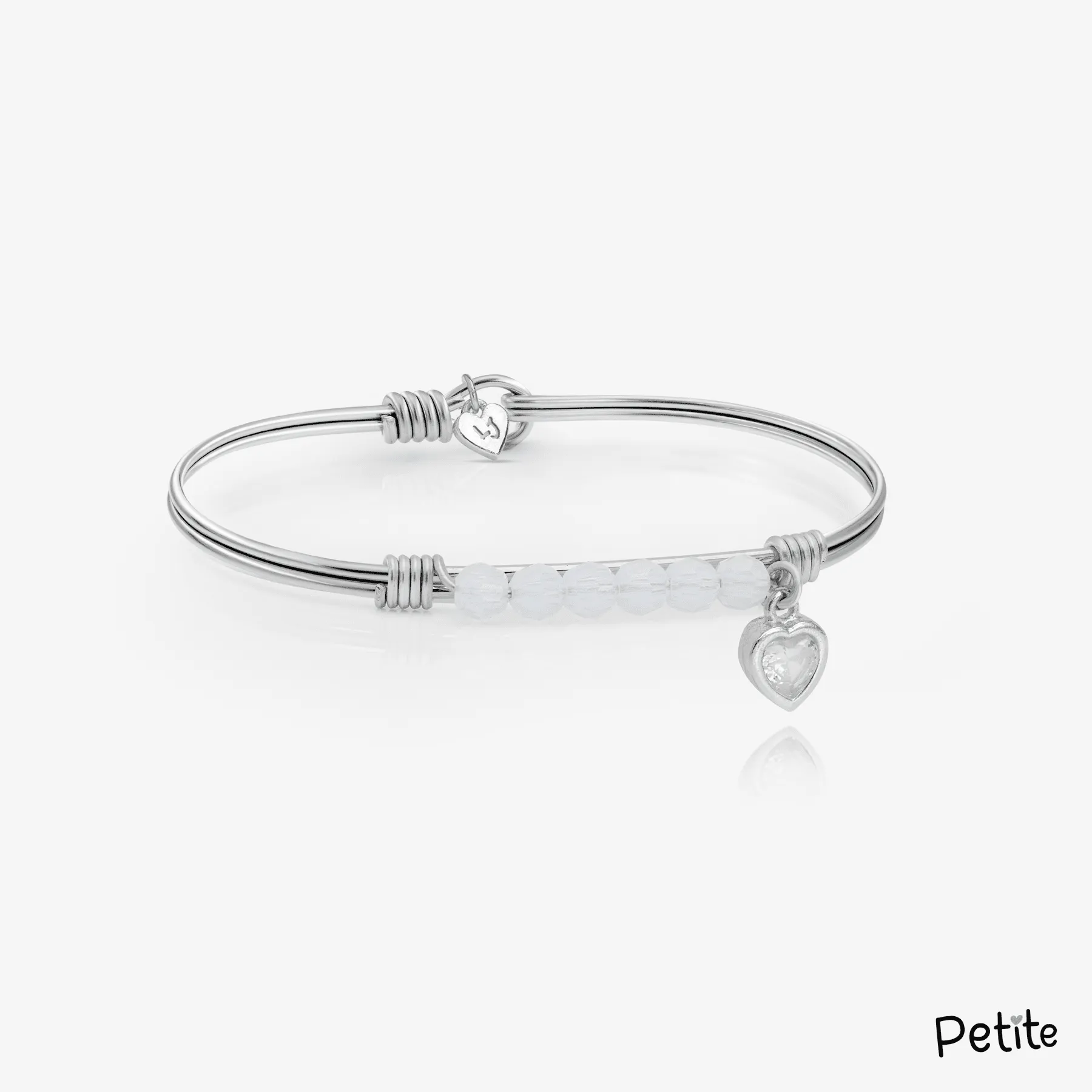 Sparkle CZ Heart Pearl Beaded Bangle Bracelet