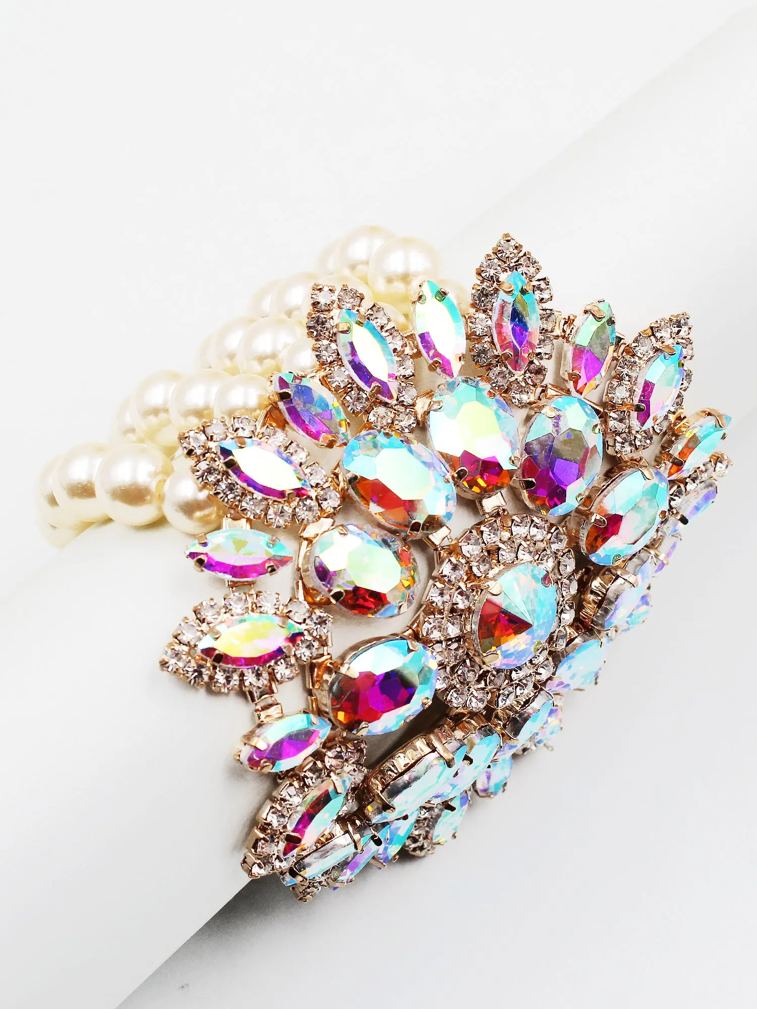 Sparkling Flower Statement Evening Bracelet