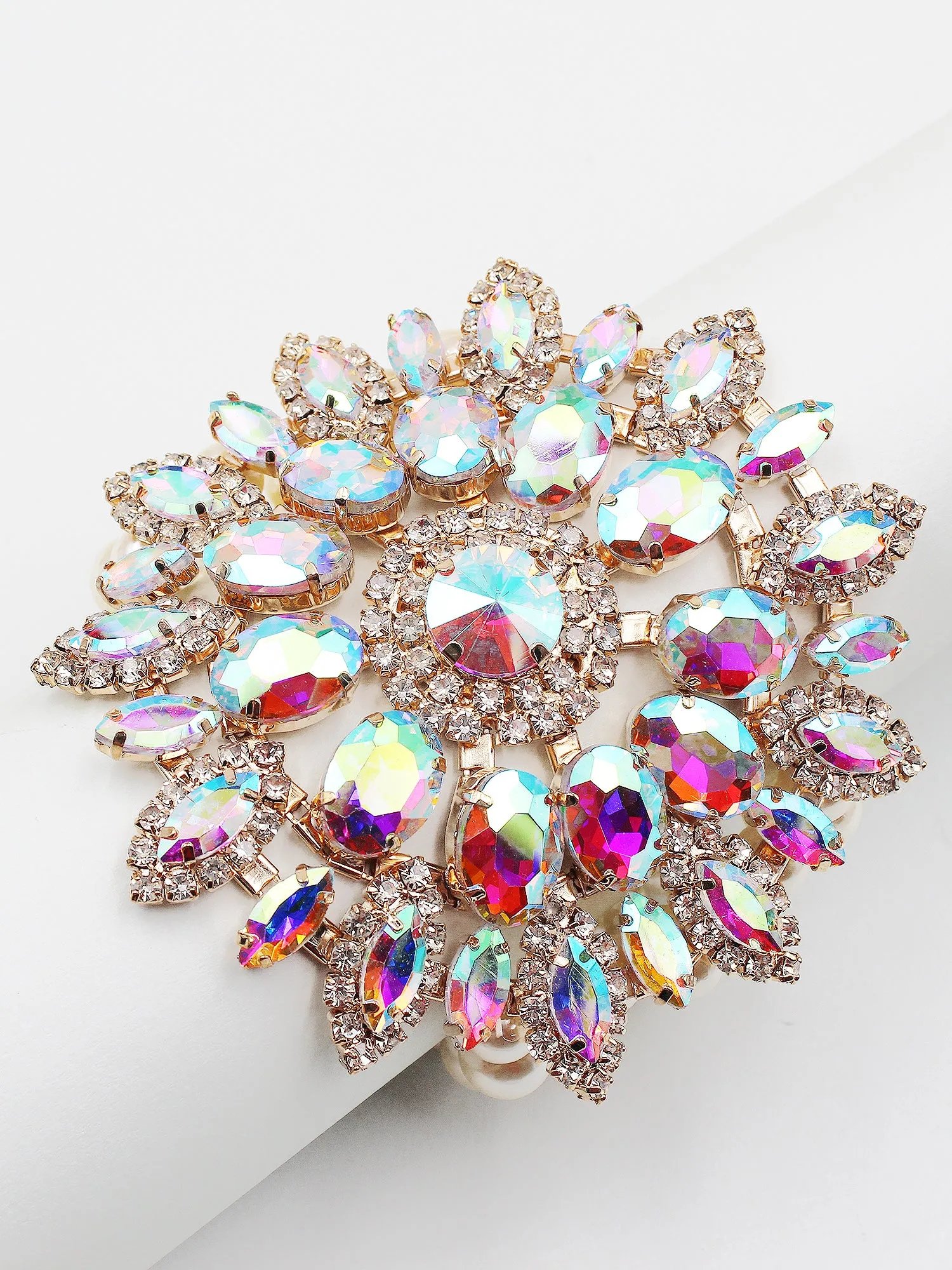 Sparkling Flower Statement Evening Bracelet