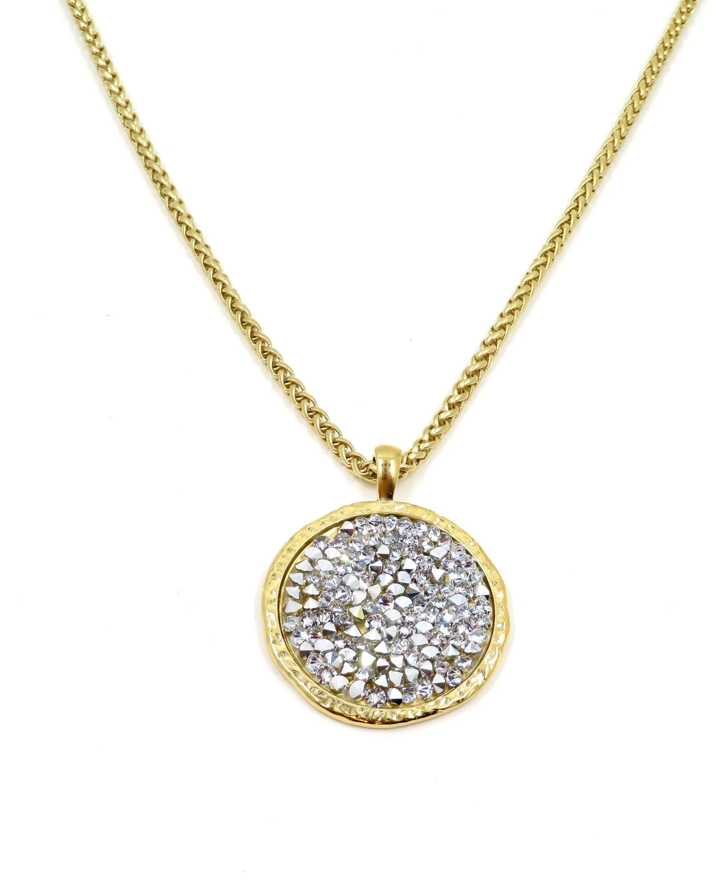 Sparkly Bright Crystal Disc Necklace - Large