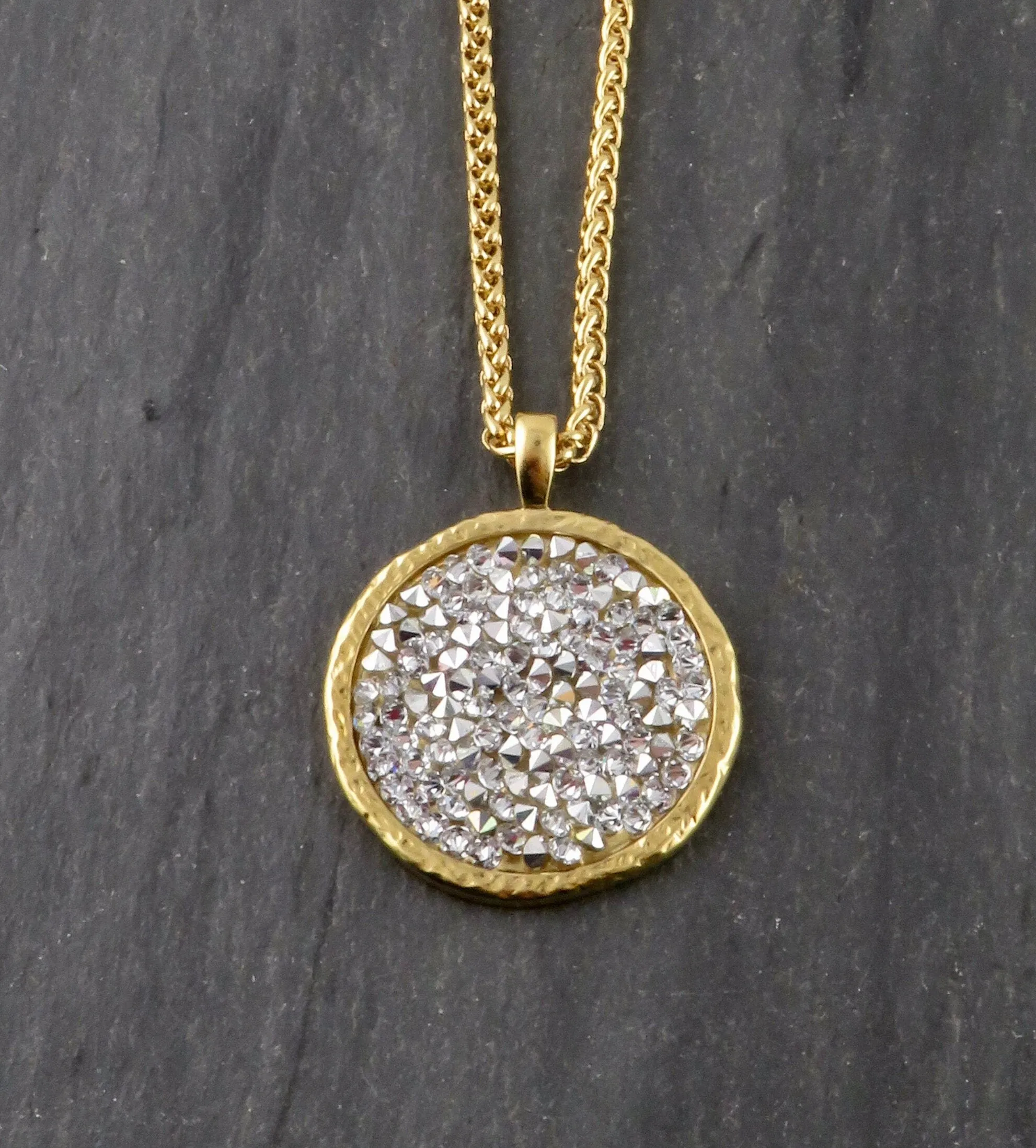 Sparkly Bright Crystal Disc Necklace - Large