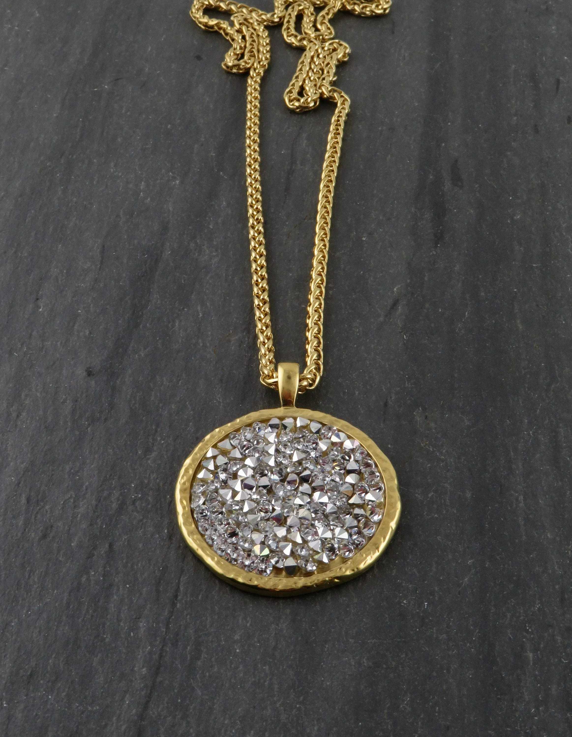 Sparkly Bright Crystal Disc Necklace - Large