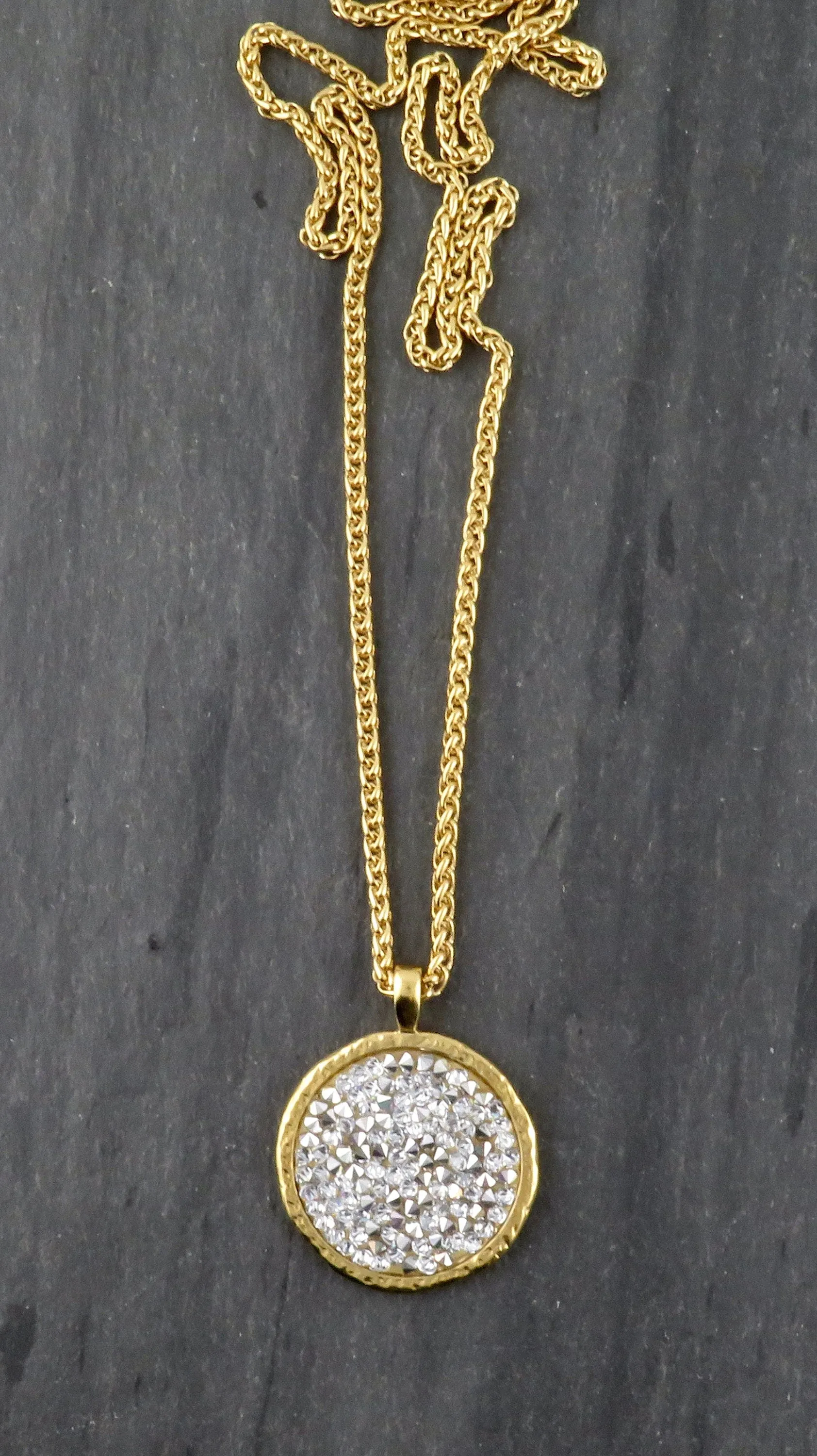 Sparkly Bright Crystal Disc Necklace - Large