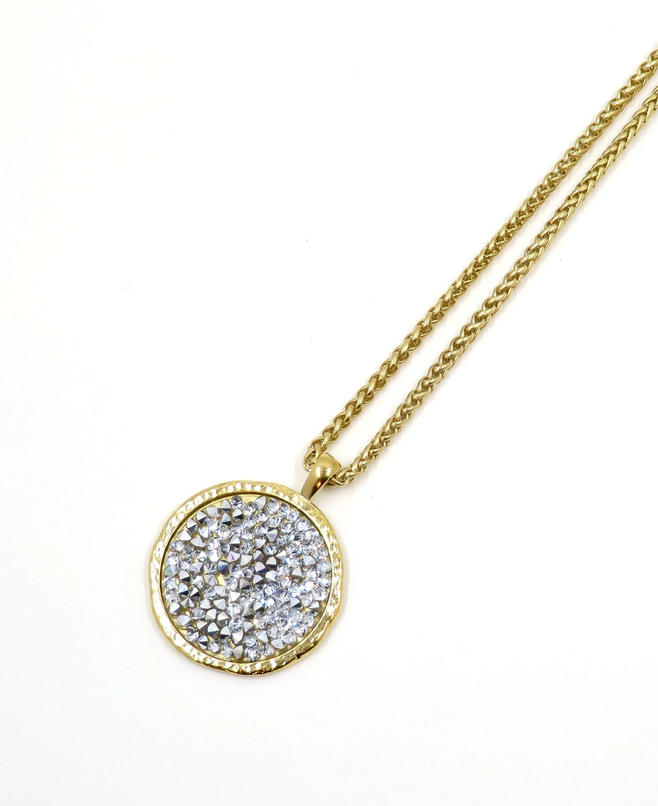 Sparkly Bright Crystal Disc Necklace - Large