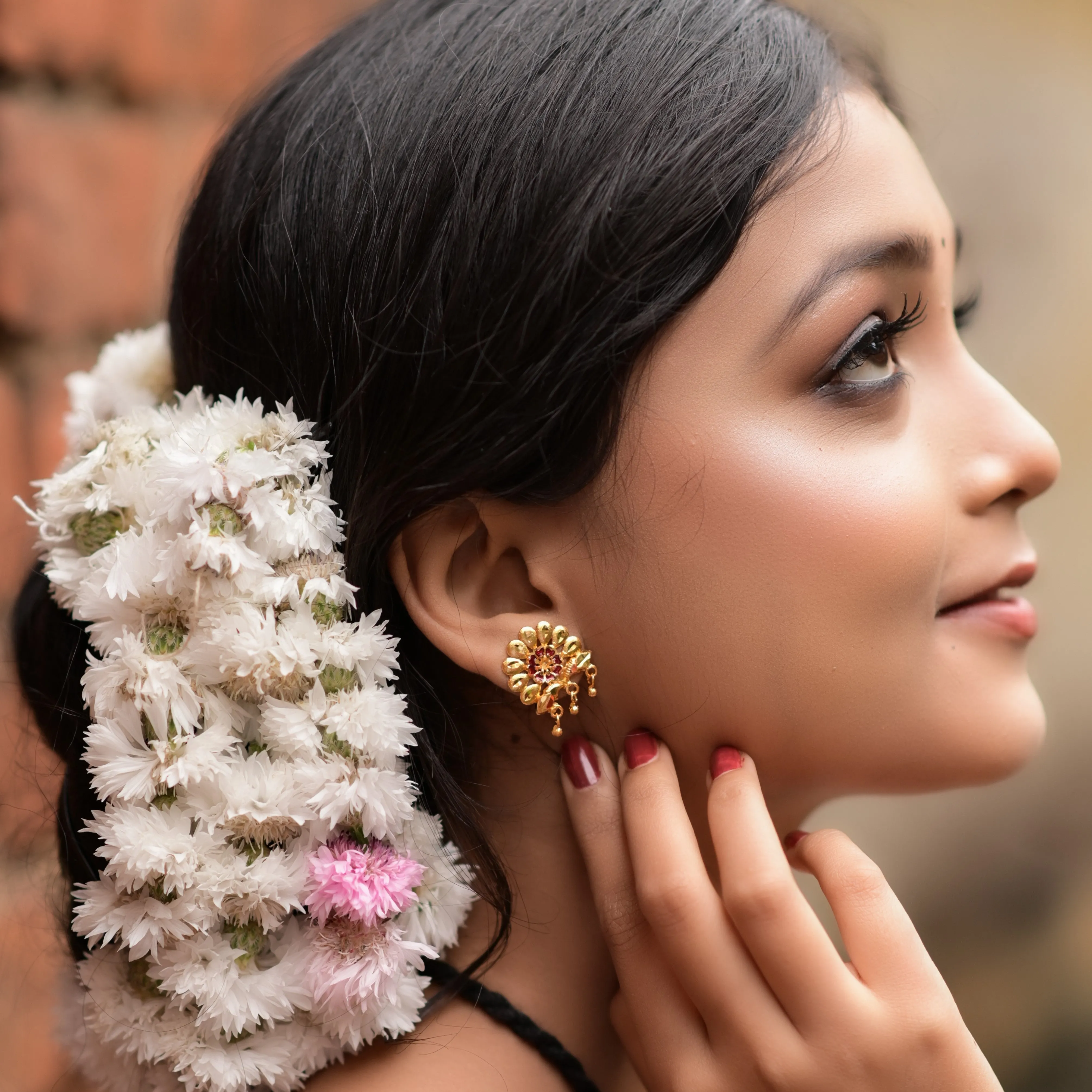 Square Locket With Black Tassel And Earrings set