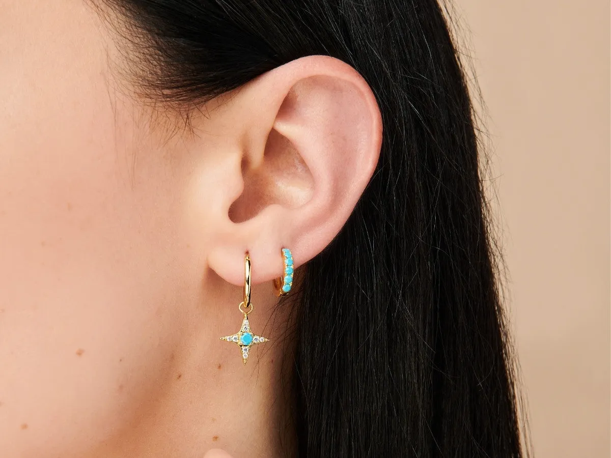 Star Turquoise Earrings Charm