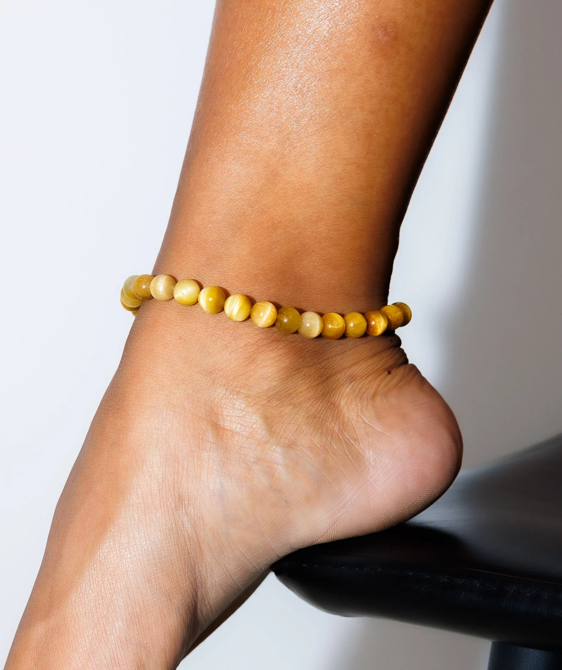 Sterling Silver Golden Tigers Eye Gemstone Anklet