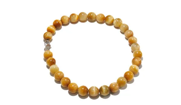 Sterling Silver Golden Tigers Eye Gemstone Anklet