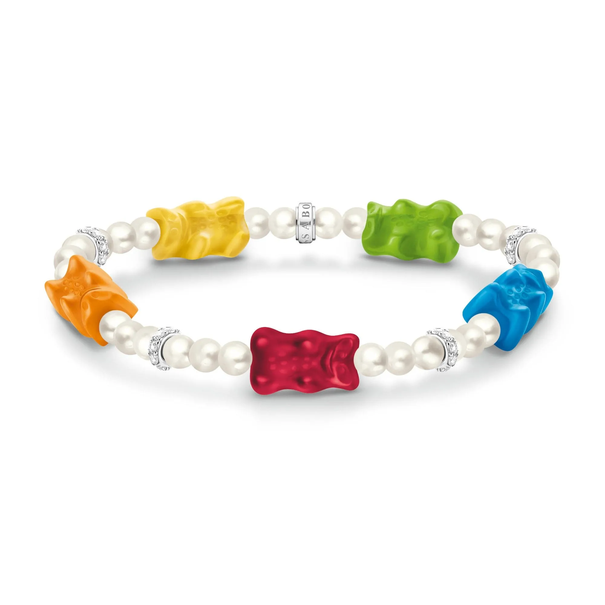 Sterling Silver HARIBO Colourful Goldbears Zirconia Pearl Bracelet A2153-052-7