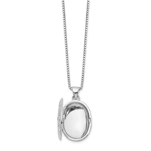 Sterling Silver 'White Ice' Diamond Filigree Oval Locket Necklace