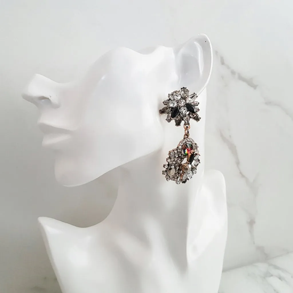 STORM Clear & Black Rhinestone Earrings