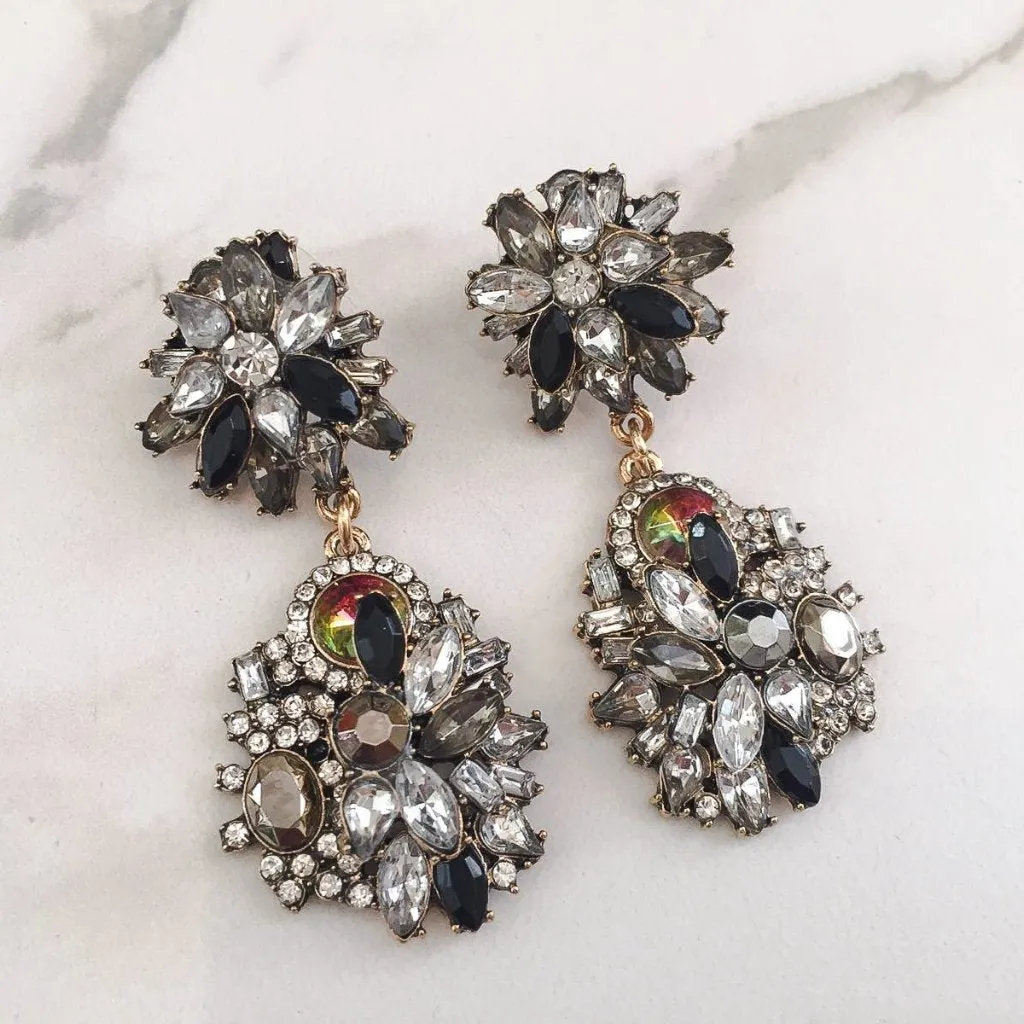 STORM Clear & Black Rhinestone Earrings