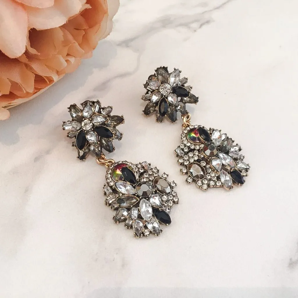 STORM Clear & Black Rhinestone Earrings