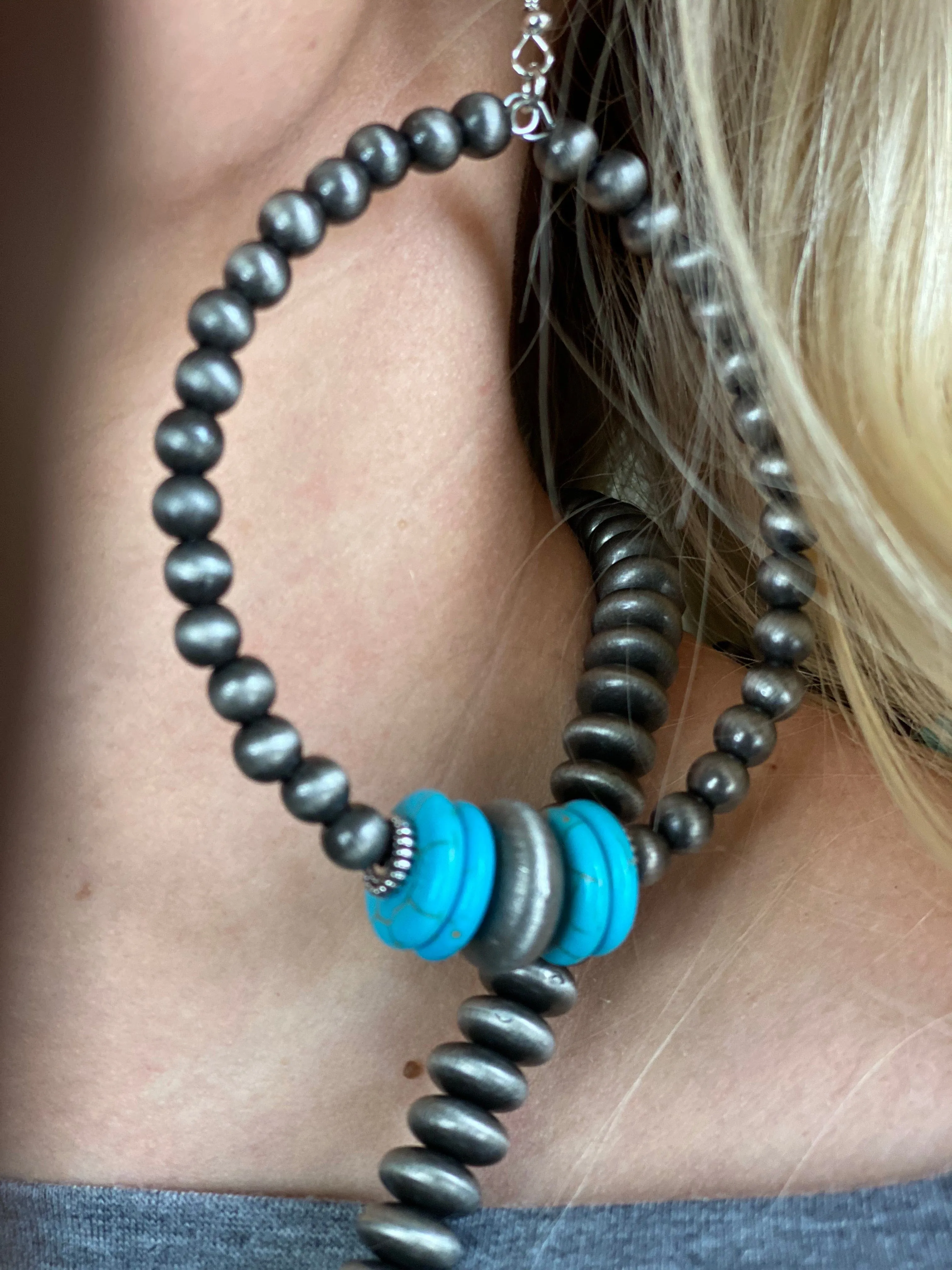 The Holiday Turquoise Navajo Pearl Loop Earrings