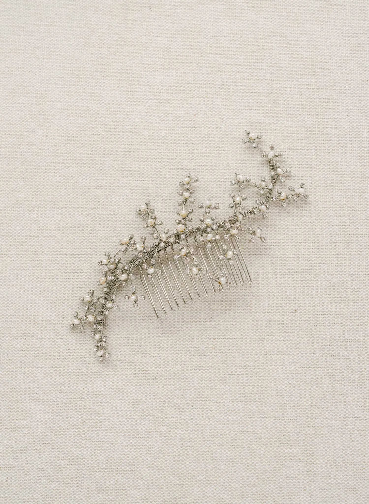 Tiny crystal and pearl burst hair comb - Style #2418