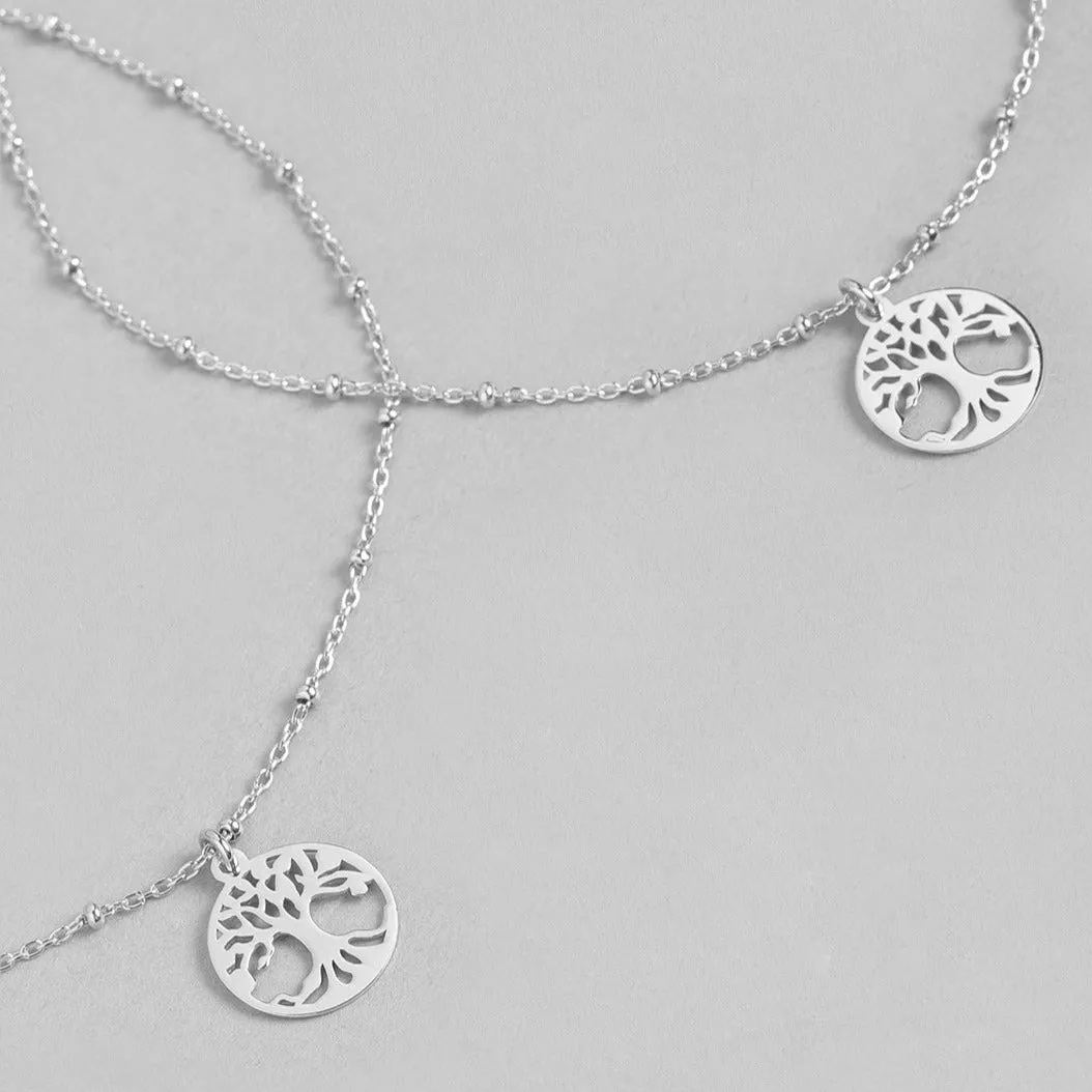 Tree of Life Rhodium Plated 925 Sterling Silver Anklets