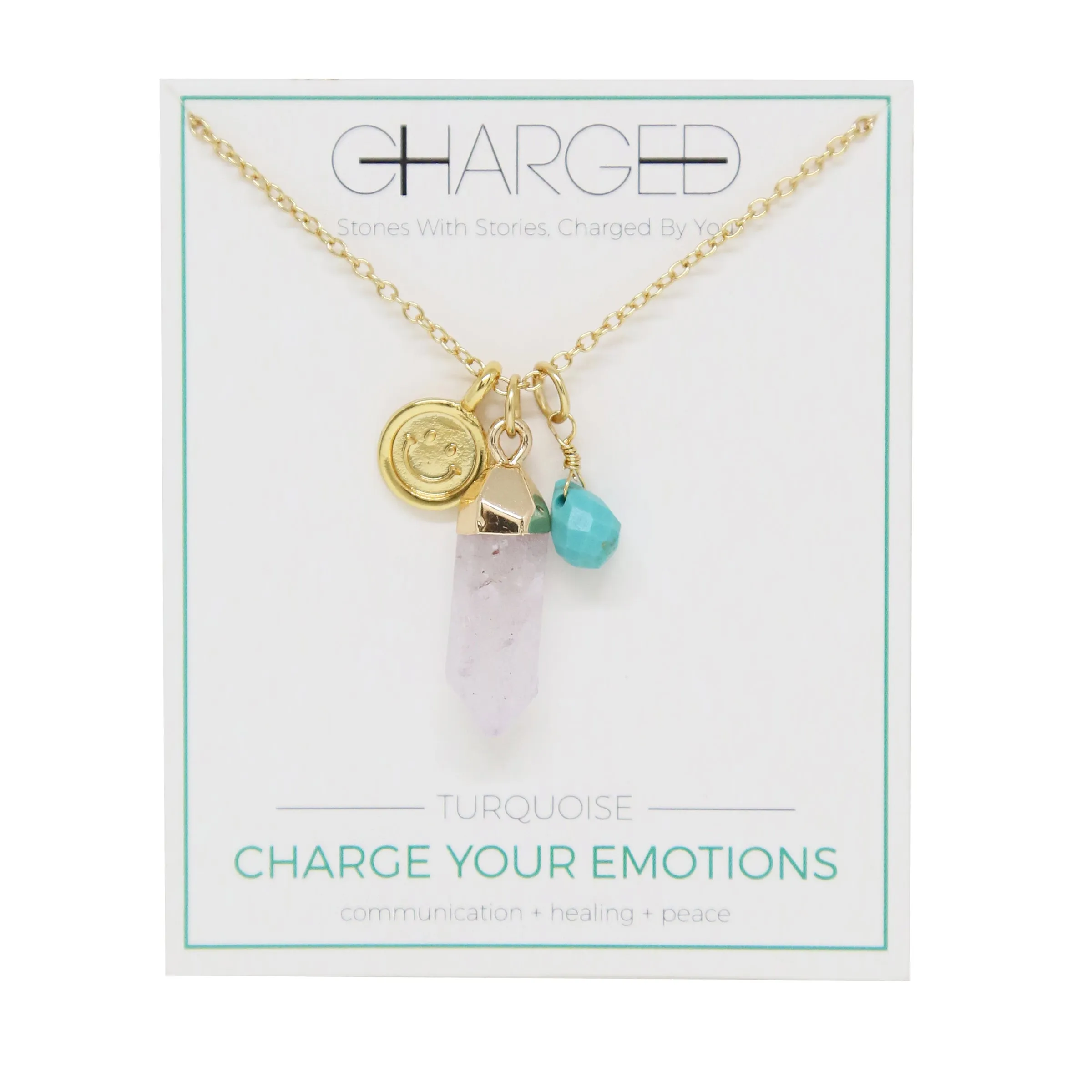 Turquoise & Gold Charm Necklace