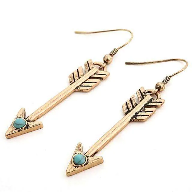 Turquoise Boheman Arrow Earrings